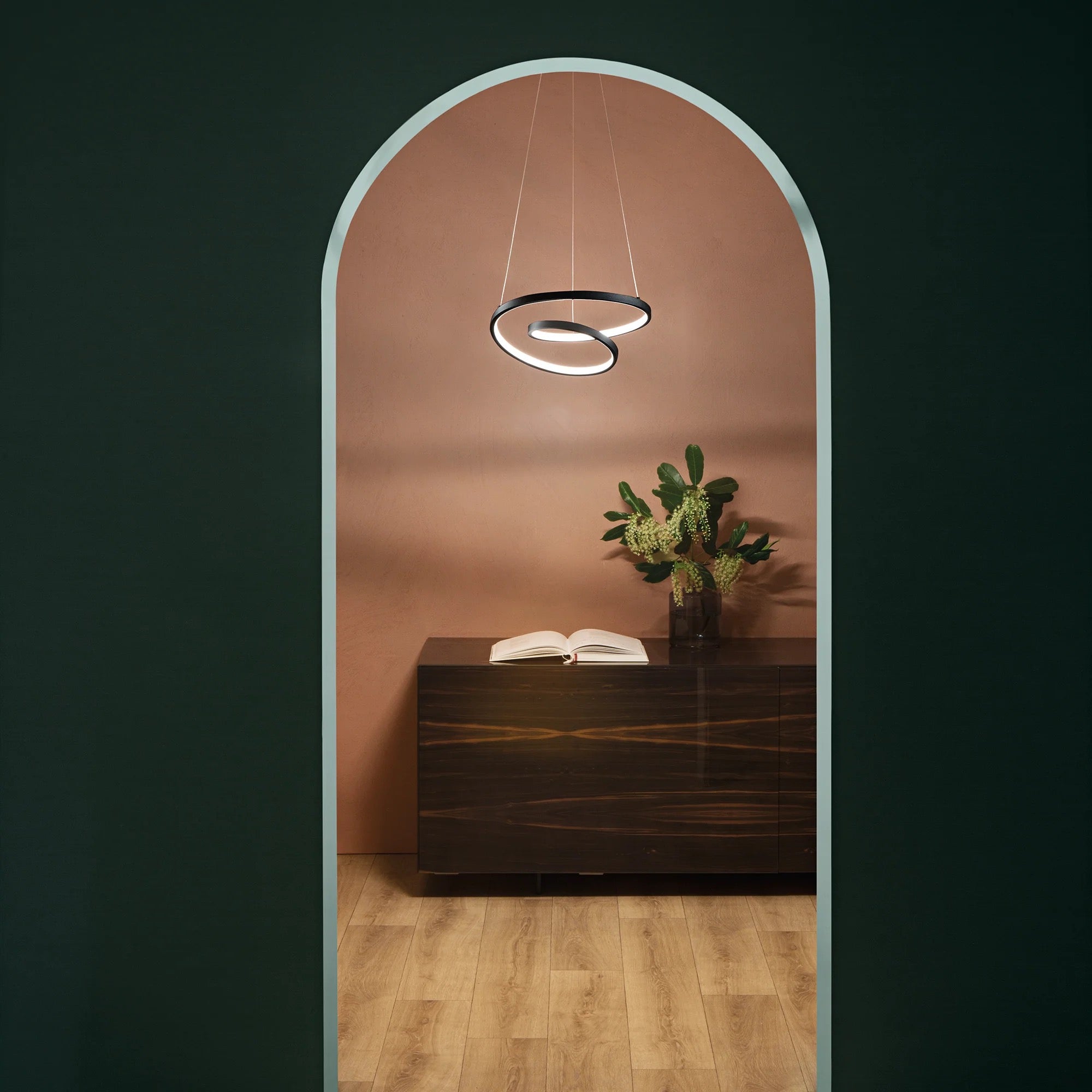 SOSPENSIONE LED LIEVE NERA 60W 8000LM CCT 80X11,2X150CM